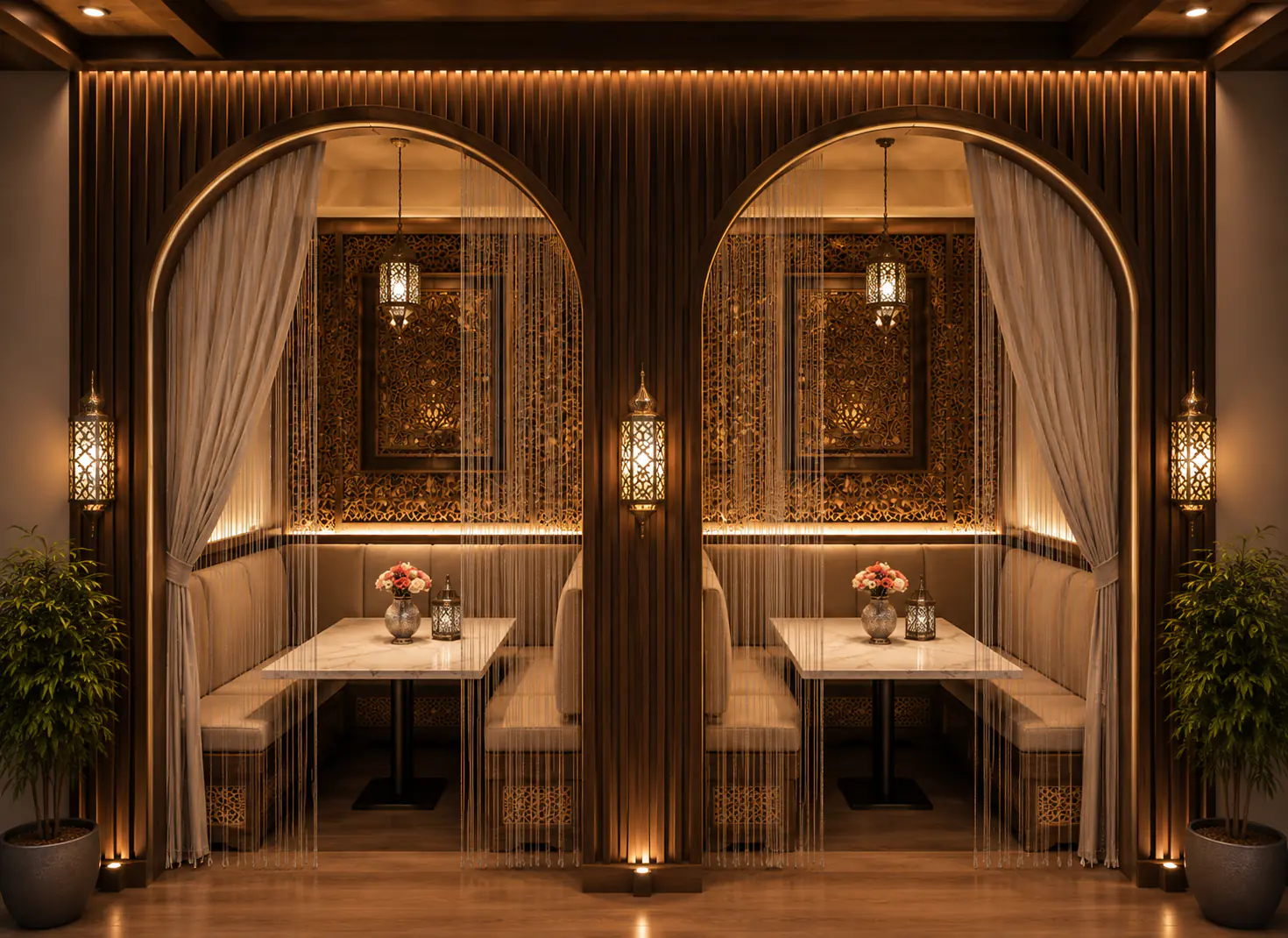 Curtained private booths